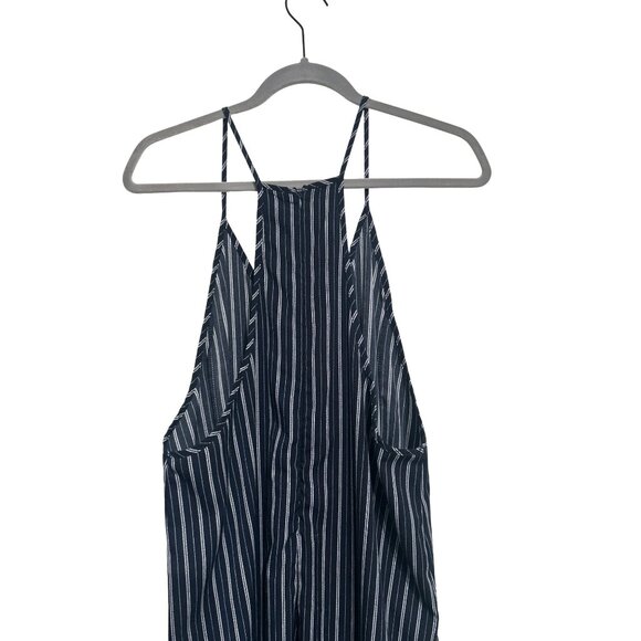 Dress Forum Women L Jumpsuit Navy Striped Casual Romper Dressy Comfy Boho Preppy - Picture 2 of 7